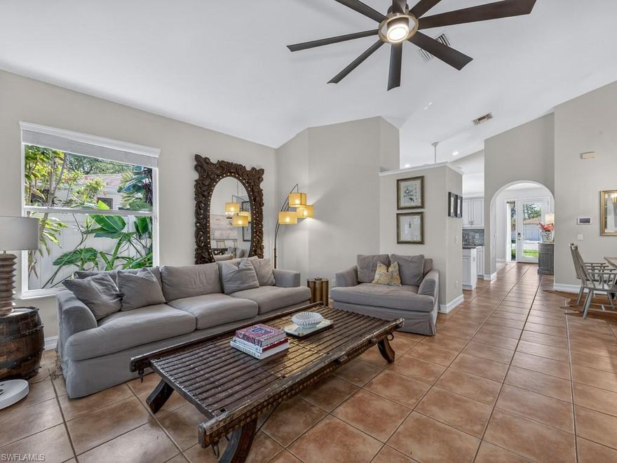 Ideally located in the coveted 500 block of Naples Park, this light-filled residence is just a short bike ride to the beach and offers a bright, open floor plan with generous living areas, tile and wood flooring, granite countertops, and a large, privately fenced yard with plenty of room to relax or entertain. Recent improvements include renovated bathrooms, a roof replaced in 2018, recent interior and exterior painting, and HVAC ductwork updated in 2025. Additional features include a security system with remote access, doorbell and exterior cameras, remote front door and garage access, indoor motion sensors, a Rachio sprinkler system, landscape lighting, plantation shutters, and a renovated garage with epoxy flooring. Embrace the North Naples beach lifestyle with this exceptional opportunity to enjoy easy access to Vanderbilt Beach, Delnor-Wiggins Pass State Park, Mercato, Whole Foods, Trader Joe’s, and an outstanding mix of nearby shopping, dining, and everyday conveniences.