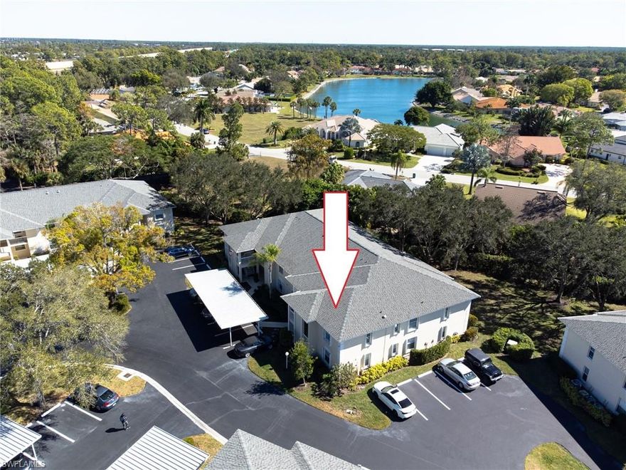 Welcome to this refreshing retreat in the heart of Naples: Newcastle at Berkshire Lakes. This charming second-floor end unit is filled with natural light and offers the perfect blend of comfort, style, and convenience. Featuring 3 bedrooms, 2 bathrooms, and 1,450 sq. ft. under air, this spacious residence is designed for easy Florida living.

The private preserve view creates a peaceful setting ideal for relaxing or entertaining, while two community pools provide resort-style enjoyment just steps away. Inside, you’ll find 42" wood cabinetry, quartz kitchen countertops, stainless steel appliances, a breakfast bar, and an eat-in kitchen. The vaulted cathedral ceiling enhances the condo with an airy, light-filled ambiance, creating a sense of spaciousness and architectural elegance that makes the living area feel larger and more inviting. 2025 AC compressor. 

Additional highlights include a large laundry room with new washer and dryer, fans with lights throughout, a spacious dining area, and a generous living room.

Enjoy peace of mind with accordion storm shutters , and an important community upgrade: Newcastle has replaced all polybutylene plumbing with durable PVC piping.

Located just minutes from Downtown Naples 5th Avenue, pristine white-sand beaches, and I-75 access. Enjoy peaceful lakeside walks and scenic paths that meander around several of the community’s lakes, with popular routes of around 1.2 miles connecting to the clubhouse, fishing pier and amenities. You can also walk to Berkshire Lakes Commons Plaza with Publix, Walgreens, banks, gas station, and dining options.

Freshly painted and meticulously maintained, this inviting residence offers a serene lifestyle in one of Naples’ most convenient locations. Schedule your private showing today and experience the best of Naples living!