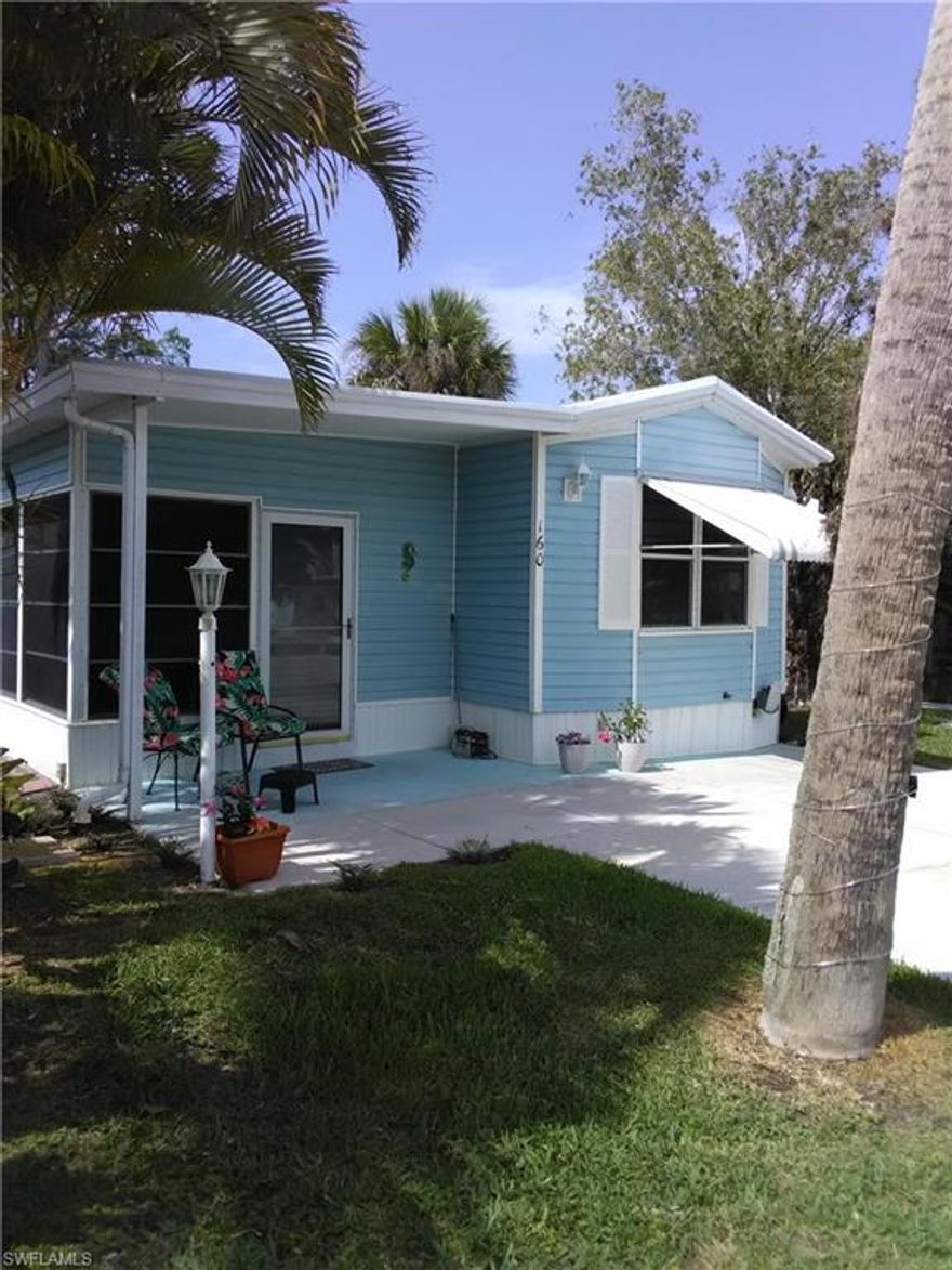 Land Included with home.  Great value on this furnished 1989 Park model with additional great room that includes half bath with washer and dryer.  Screened in lanai accesses great room, bedroom and rear patio. Wooded view in back of home with privacy fence.  Located between Naples and Marco Island's beautiful beaches.  Imperial Wilderness Condo's, a pet friendly community has many amenities waiting for you.  Additional storage area for boats, trailers, rv's, etc.  HOA is /month, paid quarterly and includes water, sewer, trash, lawn care and common areas maintenance.   and furnished. Homes may be rented with no waiting period.