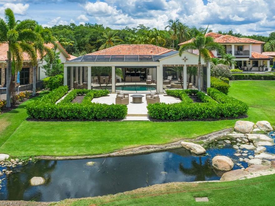 TALIS PARK SFH - PANORAMIC SW GOLF COURSE VIEWS from this SFH built by WCI! Truly a one of a kind! Entering this newly remodeled home, you are surrounded by the NEW kitchen island, NEW white and glass cabinets, countertops, backsplash, NEW La Cornue from France natural gas cooking range, NEW Sub Zero fridge and freezer, NEW master bedroom and bath, NEW updated REMOTE CONTROLLED/ SCREENED pool, spa, lanai with gorgeous fire pit and landscaping leading to the STUNNING 10th hole, with bridge and lake views!  This 3 bedroom plus den, 3 full baths, 2 powder rooms, w/private casita, features NEW hardwood flooring throughout, surround sound, crown molding, designer drapes, wallpaper, painting, 2 tankless water tanks, and over-sized 2 car+ garage, new garage door, and golf cart garage.  Talis Park's golf course was designed by Greg Norman and Pete Dye and is ranked by Golf Digest as one of Florida's top 20 courses. Within walking distance to The Vyne House, Voted Clubhouse of the Year in 2016 by Golf Inc. Magazine, Talis Park offers 4 dining venues, driving range, 6 tennis course, bocce, pilates/yoga studio, Esprit Spa plus Fiona’s Market Café!