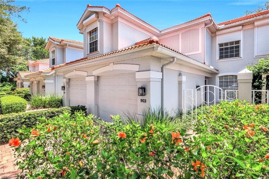 Location, Location, Location...Arielle at Pelican Marsh is a prime location in North Naples ensuring residents are in close proximity to the finest dining, entertainment, shopping and just minutes from Naples pristine beaches and A+ school district. Close to Mercato, Shoppes at Vanderbilt, Waterside Shoppes and Artis Naples.  This home is being offered Turnkey Furnished and offers to 2 spacious bedrooms, 2 full bathrooms, plus Den/Office which could also be used as a bedroom, one car garage and ample guest parking.  A welcoming entrance through a gated private courtyard set with brick pavers and lush landscaping.  From the private courtyard you will access the foyer leading into the living area.  The main living area provides access to the southern facing covered lanai area perfect for entertaining family and friends.  The Master Suite has 2 walk-in closets, linen closet, private bath with large tub and walk-in shower and vanity with dual sinks.  The eat-in kitchen dining area with large window and access to the lanai overlooks the golf course 16th hole. Pelican Marsh is a gated community offering access to many amenities to enhance your lifestyle...offering 8 lighted Har-Tru Tennis Courts, 6 pickleball courts and proshop.  Beautiful walking and biking trails throughout the community, bocce ball, fully equipped fitness center,  new courtside bar and grill, onsite activity director and tennis pro is on staff as well. Live everyday as if you are on vacation at Pelican Marsh.