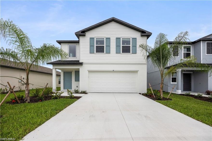 Welcome To 4083 San Felice Ln In Crane's Landing, **HOA Fee Included In The List Price And Covers Lawn Care, Irrigation, Basketball, Pickleball, And Play Area**This Brand New Columbus Model Offers 4 Bedrooms, 2.5 Bathrooms, And 1,874 Sq-Ft Of Stylish, Functional Living Space, All Set On A Beautiful Lakefront Lot. Step Inside To Find Ceramic Tile Flooring Throughout The Main Living Areas, Soaring 9'4" Ceilings, And A Bright, Open Concept Design. The Kitchen Features White Shaker Cabinets, Quartz Countertops, And Stainless Steel Appliances, Making It The Perfect Hub For Cooking And Entertaining. A Spacious Primary Suite Provides A Private Retreat, While Four Additional Bedrooms Offer Flexibility For Guests, A Home Office, Or A Growing Family. This Move-In Ready Home Comes Complete With Blinds, A Garage Door Opener, Washer And Dryer, And A Double Car Garage. Outside, Enjoy Tranquil Lake Views And The Peace Of A Thoughtfully Planned Community. Perfectly Located Just Minutes From Grocery Stores, Shopping, And Big Box Retailers, With Quick Access To I-75 For Easy Commuting. Experience The Best Of Southwest Florida Living In A Brand New Home That's Ready For You Today.**Photos shown are from a similar property with the same model in the community. Finishes and layout may vary slightly**