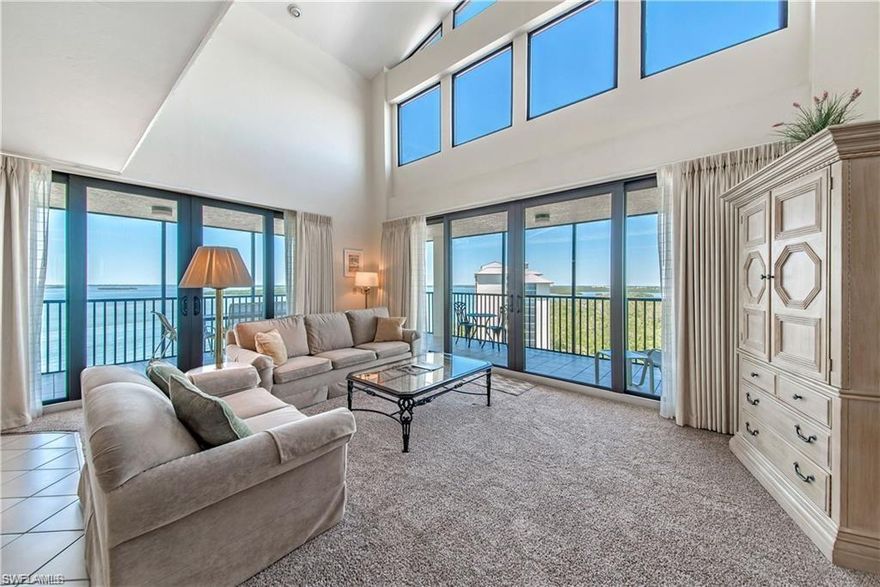 These Penthouse end units rarely hit the market. This fabulous three bedroom, three bath unit has 270° views of the Sanibel Bay and intercoastal waterway. Wraparound lanai 2 stories high. Great rental unit, second home, or primary residence. Fabulous amenities offered by Sanibel Harbour Resort. Completely furnished for immediate use. Located in one of Lee County's only 4 star resorts that offers several restaurants, tennis, pools, exercise facilities and spa. Annual membership can be purchased. Night to night rental is available. Great location, close to beaches, shopping and restaurants.