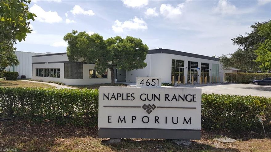 The good quality light industrial building was constructed on a concrete slab foundation, painted concrete
block and flat composition roof.  The interior showroom is improved with typical retail finishes including
decorative painted concrete and carpet flooring, acoustic tile ceiling and recessed LED lighting.  The entire
building is serviced by HVAC and a security system. The site is improved with an office/warehouse comprising 5,795 square feet (per
Collier County Property Appraiser).  The industrial building includes a showroom area comprising 1,566
square feet and a 4,231 square foot warehouse utilized as a gun range, training room and lounge area with
break room and restrooms.