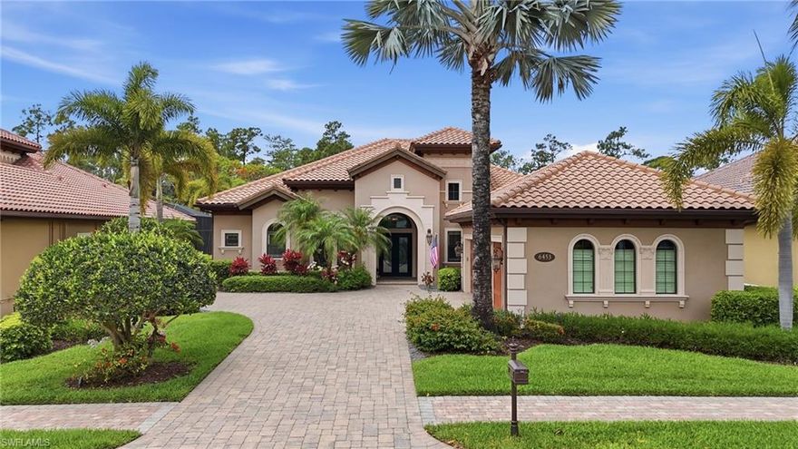 Set on an oversized homesite with tranquil preserve views, this beautifully upgraded and partially furnished three-bedroom plus den, three-bath residence in Lakoya at Lely Resort embodies refined luxury and effortless indoor-outdoor living. The interior showcases elegant stone flooring throughout the main living areas, wood flooring in the den, crown molding, plantation shutters, and custom window treatments. Architectural details enhance the home’s sophistication, including tray ceilings in the living room, casual dining area, sunlit breakfast area, and primary suite, along with a coffered ceiling in the den. Designed for both everyday comfort and elevated entertaining, the kitchen is as functional as it is stylish, featuring natural gas cooking, a breakfast bar, walk-in pantry, and a GE Monogram refrigerator (2024). Just beyond, the light-filled breakfast area offers a welcoming space for relaxed mornings, while a separate casual dining area—complete with a wet bar—creates the perfect setting for more formal gatherings. A spacious den provides flexibility for a home office or additional living space, and the thoughtfully designed floor plan includes a convenient cabana bath with linen closet. The primary suite is a private retreat, featuring wood-look tile flooring, direct access to the lanai, and generous walk-in closets. The en-suite bath is beautifully appointed with dual vanities, a soaking tub, and a separate walk-in shower, creating a spa-like experience. Additional upgrades include a whole-home water filtration system, surround sound, full impact-resistant windows and doors, a new entry door (2023), new water heater (2026), and a mini-split A/C system in the garage (2025). Seamless indoor-outdoor living unfolds across an expansive lanai designed to impress, featuring a custom pool and spa, and a large, fully equipped outdoor kitchen with natural gas—ideal for hosting and al fresco dining on a grand scale. Dramatic fire bowls create a warm and inviting evening ambiance, while the exceptionally large backyard beyond the lanai offers rare space, enhanced privacy, and a serene natural backdrop framed by lush landscaping and professional landscape lighting. Ownership includes membership to the award-winning Players Club & Spa, where residents enjoy resort-style pools, a full-service spa, state-of-the-art fitness center, tennis and pickleball courts, indoor and outdoor dining, and a vibrant social calendar. Lely Resort is also home to three championship golf courses, including two public courses and the private Classics Country Club. Ideally located between Downtown Naples and Marco Island, this home offers convenient access to world-class dining, shopping, and Gulf beaches while enjoying the privacy and lifestyle of one of Naples’ most sought-after communities.