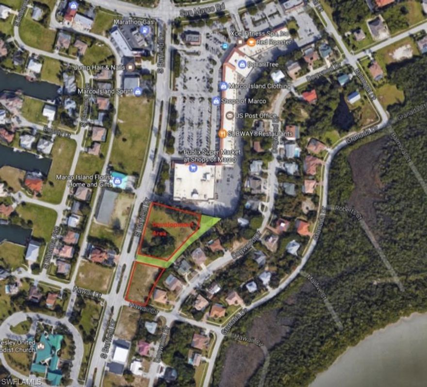 This 2.13 acre property consists of 4 separate parcels located adjacent of the Publix anchored Shops of Marco Shopping Center at the major San Marco Road - South Barfield Drive intersection. 
The "Big Publix" as Marco Islanders refer to it is currently under re-development and the Shopping Center will receive a modern facelift. All 4 consecutive parcels are zoned C-3 and allow for a variety of purposes such as retail, office space, storage, educational services, financial services, museum, real estate and rental services, health care offices such as dental, physician, chiropractor, optometrist and many more. A mixed use commercial - residential development was approved in 2004. 
The Shops of San Marco are visited by the most affluent residents of Marco Island and are closest to the Estate Area and Caxambas Island. They have a tenant mix consisting of restaurants, fitness studio, post office, apparel store and many more. Several national brands are located within a one mile radius around the project location such as Mutual Bank of Omaha, Ace Hardware, Dollar Tree, Physicians Regional Clinic. Now is the perfect time to start developing your project on Marco Island.