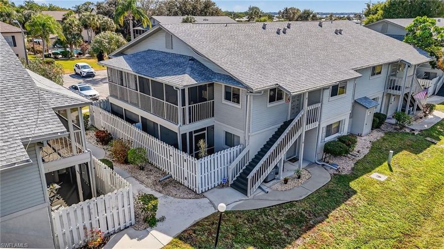 Welcome to Foxmoor Lakes! Described as a charming, tranquil neighborhood with scenic lake views and lush greenery. Residents often highlight the sense of community and the welcoming, neighborly feel. This condo is fully updated, available furnished and features a gorgeous cornerstone kitchen with modern finishes, an open and inviting layout, large bedrooms and a private courtyard perfect for relaxing, grilling or gardening. You will have peace of mind with a 2023 water heater and AC that’s been maintained every 6 months.  Foxmoor Lakes offers an active, outdoor-friendly lifestyle with access to a peaceful community boat dock for kayaking and small-craft boating, a shaded nature trail ideal for morning walks and birdwatching, and several lakes where residents enjoy relaxing catch-and-release fishing. The community is also known for its friendly atmosphere and social activities, along with access to three sparkling pools where you can meet your neighbors. Ideally located near shops, restaurants, and everyday conveniences, this community is just a quick hop over the bridge to Downtown Fort Myers and provides easy access to I-75 for effortless commuting. Move-in ready and beautifully updated, this villa is the perfect blend of comfort, convenience, and Florida living.