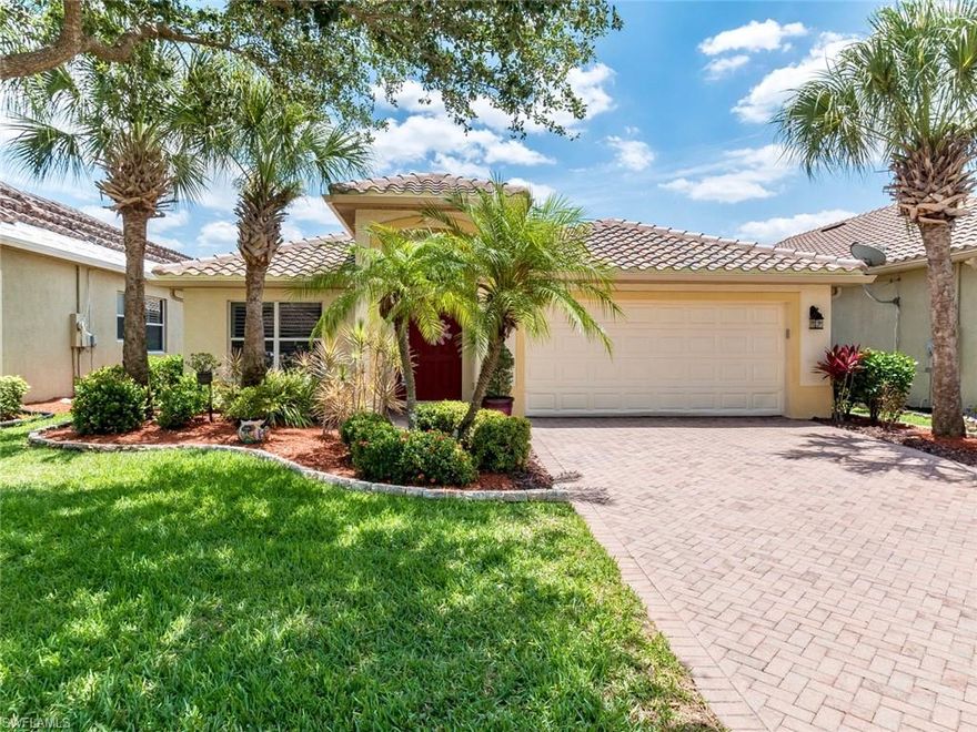 Great value for a pool home in one of Estero's most desirable communities, Bella Terra. 
Immaculate, move-in ready home offering over 2000 sq. ft. of living area with Pool and add'l landscaping for plenty of privacy. Features 3 Bedrooms + a Den located off of the master suite, 2 full baths, a 'Traditional' floor plan with separate living and family rooms, very versatile floorplan. This home is nicely upgraded with 18" tile in the entry way, kitchen, family room and baths, laminate wood floors in the den, Master and front living room, Plantation shutters, also has a New Roof, updated AC system, beautiful kitchen that is open to the family room and so much more.  Excellent value at this price point that you will NOT want to miss! Bella Terra has something for everyone, LOW HOA fees and just a great place to reside, whether full or part time. Fabulous Resort pool, tennis courts, bocce court, shaded playground, clubhouse with activities galore for all ages, 24 hour fitness center....the list goes on. Close to unlimited shopping, dining, Florida Gulf Coast University, Airport, Beaches and much more!