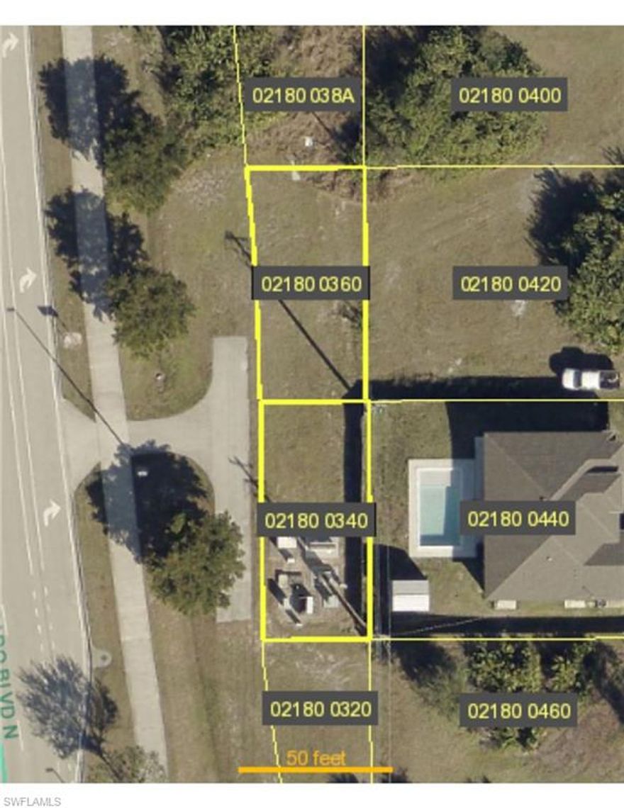 2 PARCELS INCLUDED IN THIS PACKAGE!!  SELLER FINANCING AVAILABLE.  Unique parcel for your own personal storage.  Park vehicles.  Cape Coral will entertain commercial usage but must be approved.  Century link is using 50% of 2209 Del Prado classified as "Essential Services" by Cape Coral.  Still plenty of room store your stuff.  ASK ME ABOUT SELLER FINANCING!!!!!!!   You can't beat the price to own your own secluded parcel in the heart of Cape Coral!!!