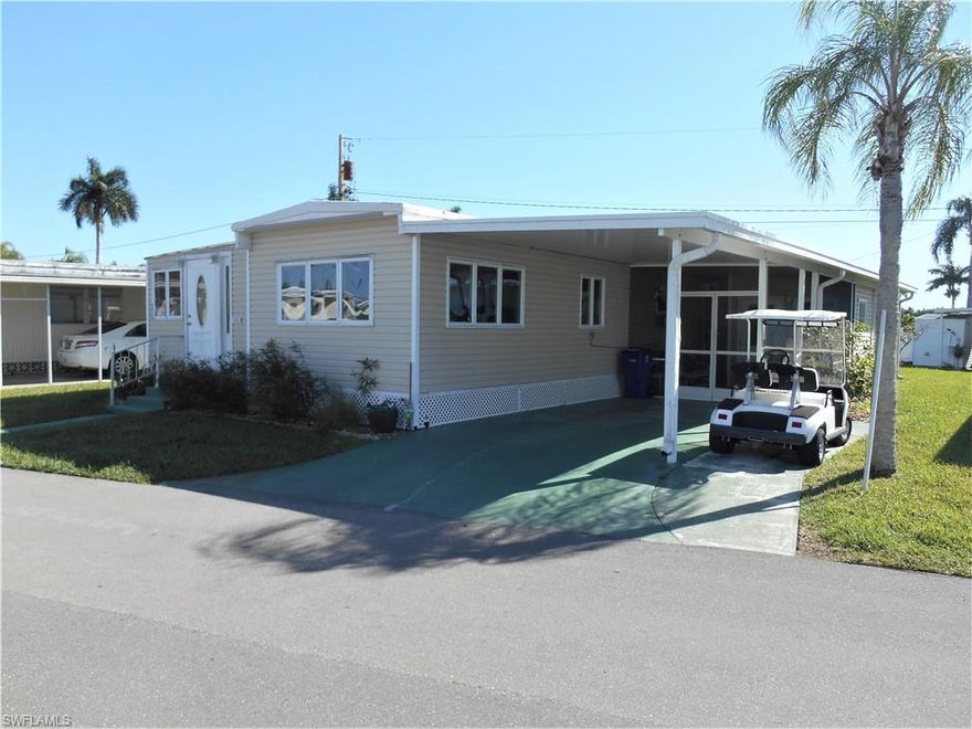 Move in ready two bedroom one bath home ( 804 sq. ft.) which has many upgrades and improvements along with being fully furnished. There is a nice open concept from the kitchen to the dining area and living room. From the carport there is a screened porch leading to a roomy shed which has storage space plus the washer/ dryer. Orange Harbor is 55+ waterfront community located just off exit 141 on I-75 and is on the Caloosahatchee and Orange Rivers and is close to a variety of shopping. The monthly HOA fee includes a share in the Orange Harbor Co-op, water & sewage plus grass cutting and trash pick up. The park has many activities along with 2 boat boat launches, slips available to rent and is beautifully landscaped.