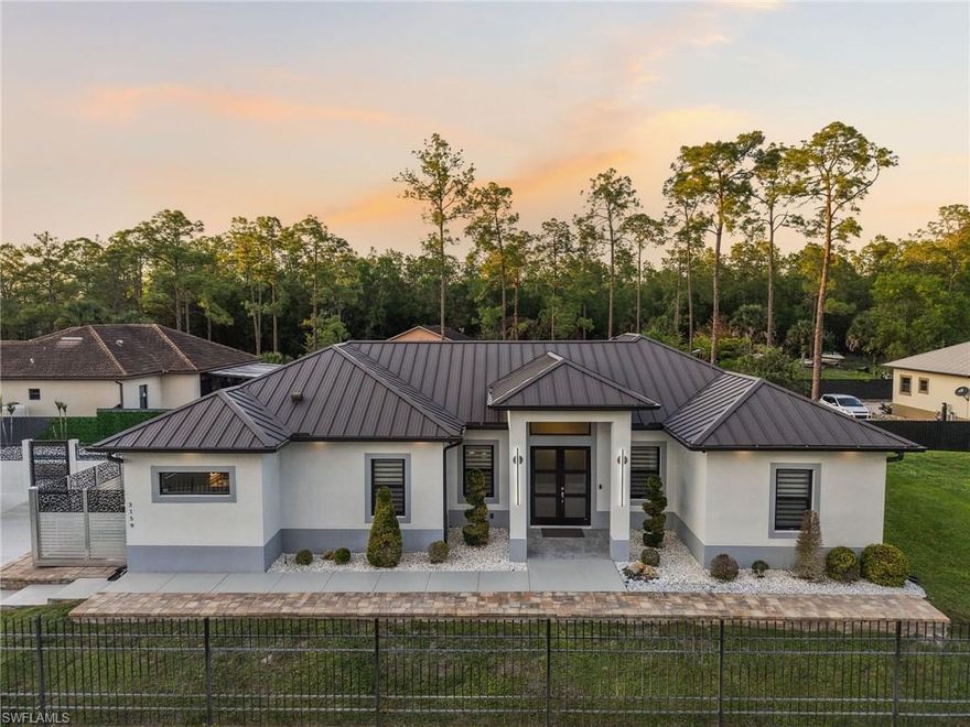 Welcome to this exceptional 3 bedroom, 3 bathroom Naples estate, offering privacy, space, and a lifestyle designed for both relaxation and entertaining. This home sits on a beautifully maintained property featuring a stunning heated saltwater pool complete with ambient lighting and a waterfall feature, perfect for enjoying Florida living year round. A charming gazebo and a children’s playground add to the outdoor appeal, creating an ideal setting for family gatherings. The expansive grounds are thoughtfully designed with approximately 700 feet of fencing, multiple entry points (three total entrances), and two main driveways enhanced by solar lighting. A full irrigation system services both sides of the property, while garden lighting highlights the lush landscaping.
This unique property is a tropical oasis, boasting over 15 fruit trees including seven varieties of mango, as well as mamey, níspero, plantains, cherries, annona, soursop, and caleta grapes. Additional ornamental plants and flowers, including striking platycerium enhance the natural beauty of the grounds. Functionality meets future potential with an additional 200-amp electrical panel located at the rear of the property, offering flexibility for an RV hookup, workshop, garage, or other expansions. Inside, the home features thoughtful upgrades, including a tankless water heater in the primary bathroom, a 50-gallon secondary water tank, and a newly installed water system providing enhanced flow. A full security camera system offers peace of mind. The home comes equipped with high-quality appliances, including a smart refrigerator, Samsung washer and dryer, built-in microwave, Samsung stove and oven, making it truly move-in ready. This one of a kind property combines comfort, versatility, and outdoor beauty, making it an incredible opportunity to own your private slice of paradise in Naples.