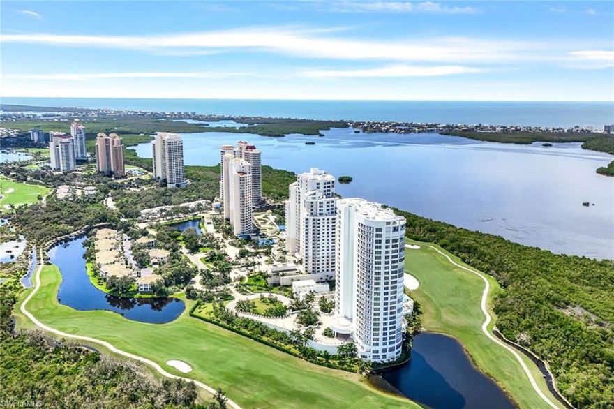 Exceptional Omega Upper Floor Sky-High End Unit #2101 with impressive panoramic views of the Gulf of Mexico and Estero Bay. OMEGA is Bonita Bay's newest and final high-rise & offers resort style living to pamper you with every amenity imaginable. Impeccably designed 4Bed+Den home with expansive wraparound balconies showcasing both eastern sunrise and spectacular western sunset views. Exceptionally upgraded with White Oak Renaissance wood plank flooring, Apollo marble, and Irpinia raised panel cabinetry.  Floor to ceiling windows expand your fantastic views and fill your home with natural light. This spacious home has premium Sub-Zero and Wolf kitchen appliances with gas cooktop and expansive walk-in pantry (also 2 separate storage units). Luxuriant Omega amenities include poolside pavilion/bar, infinity edge pool, private cabanas with AC, trellis covered whirlpool spa, fire-pit terrace, putting lawn, lounge & pool-side daybeds, and BBQ grills, as well as an incredible rooftop terrace with sky lounge, spas, firepits and open-air bar.  Bonita Bay includes 5 golf courses, a private beach club, kayaks & canoes, pickleball, tennis, parks, play areas and 12+ miles of walking/biking paths. Also a full service Marina & Backwater Jack's Restaurant/bar. (Optional Club Membership). Excellent dining/shopping at the Promenade & nearby Coconut Point.    
Click on the virtual tour links for this home's detailed beautiful features and community overview.
Staging Furniture available.