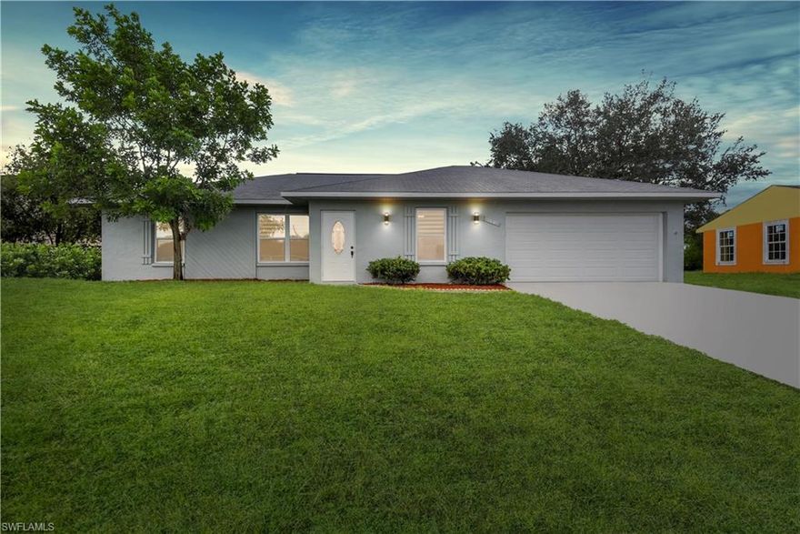 COMPLETELY RENOVATED WATERFRONT HOME! Luxury features throughout- gorgeous tile flooring in main living area & on lanai, new windows throughout, high-end shades throughout, contemporary light fixtures & fans, custom under countertop lighting in kitchen, beautiful laminate flooring in bedrooms, and freshly painted w/ premium paint inside & out. Wonderful open layout w/ great room design that is so large it can be divided into a formal sitting area & tv area, dining room, breakfast nook, galley style kitchen (w/ stainless steel appliances, stone backsplash, & quartz countertops), laundry facility w/ sink & water system in garage, split bedroom floor plan, cathedral ceiling, spacious master suite w/ 5'x4' walk-in closet, long screened lanai, grill area w/ concrete floor, and large backyard w/ enough room for a pool. Situated in a highly desired non-gated neighborhood that has easy access to I-75, only 20 minutes to the amazing shopping & dining at MERCATO, just 9 miles from the world famous 5th Ave Naples, and in a short 25 minute drive you could be enjoying the blue water & white sand that line the Gulf of Mexico!