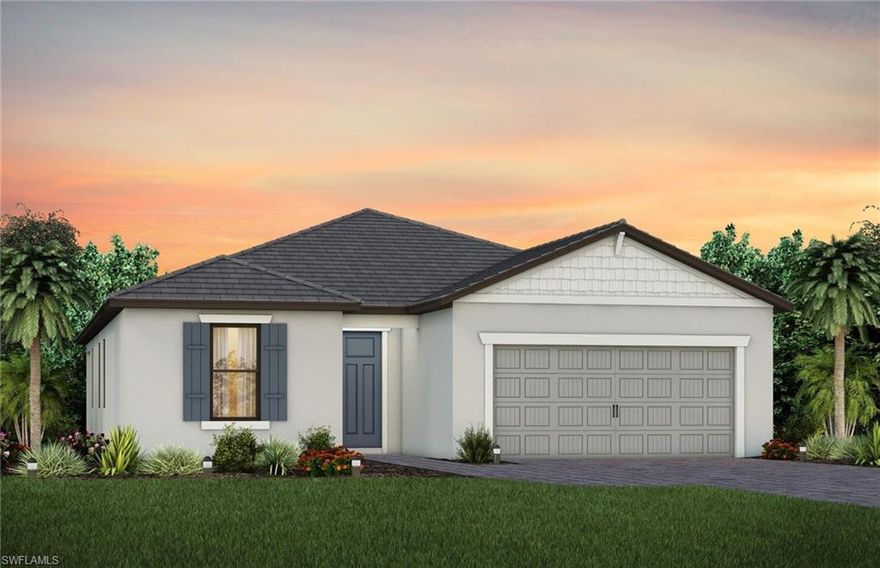 NEW CONSTRUCTION MOVE-IN READY HOME! The Mystique one-story is being built with 3 bedrooms, den, 2 full baths, and 2-car garage. Nicely appointed kitchen open to the gathering room, being built with center island and stainless steel appliances. Upgraded Quartz counters in the kitchen and bathrooms, upgraded cabinets, porcelain tile throughout the entire home, zero-corner sliding glass doors, laundry room with laundry tub. Tray ceiling in the Gathering Room. The outdoor living space is covered and screened-in. Room for a pool. Located within Hampton Lakes at River Hall, a gated 1,500 Acre community, the community attracts those looking for the perfect place to call home. This community features amenities including a 14,000 sq. ft. clubhouse, lagoon style pool, fitness center, bocce ball, pickleball, tennis, and 18-hole golf course (membership optional).