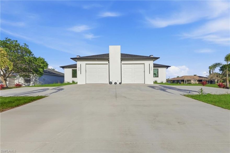 Don’t miss this exceptional opportunity to own a newly built duplex in a rapidly growing area of Cape Coral. This modern property features two spacious units, each offering 3 bedrooms, 2 bathrooms, and an open-concept layout designed for comfortable living.
Each unit includes a stylish kitchen with high-end appliances, modern cabinetry, and ample counter space, perfect for both everyday living and entertaining. The bright and airy interiors are complemented by quality finishes, tile flooring throughout, and impact-resistant windows.
Additional features include private entrances, dedicated parking, and separate utility setups, providing convenience and privacy for tenants.
Ideal for investors seeking strong rental income or for owner-occupants looking to live in one unit while renting the other.