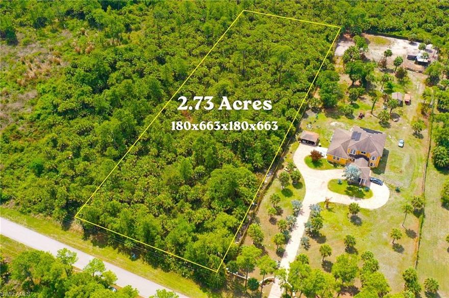 Discover the perfect blank canvas for your dream home on this expansive 2.73-acre rectangular lot in the highly sought-after Golden Gate Estates community of Naples, Florida. Completely wooded with mature trees and natural Florida vegetation, this private parcel offers a peaceful, Old Florida setting with excellent potential for custom home construction or long-term land investment. Zoned for residential use and free from any HOA fees or restrictions, you have the freedom to design and build exactly what you envision — whether it's a spacious single-family estate, workshop, pool, or room for boats, RVs, and other toys. The rectangular shape provides a practical and flexible layout for driveway access and future site planning. Located in one of Collier County's most desirable large-lot areas, this property sits just minutes from major roads, shopping, dining, and all the conveniences of Naples while still delivering that rare sense of privacy and space. Ideal for builders, families, or investors looking to hold and appreciate in a growing market.