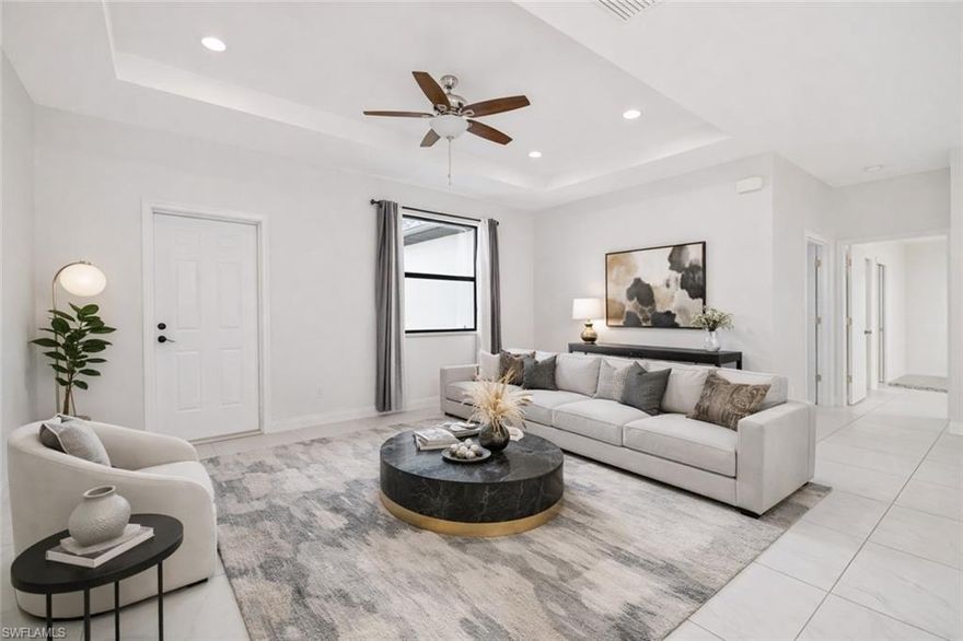 Welcome to this beautiful MOVE IN READY home offering the perfect balance of style, comfort, and value in a highly desirable location. Designed with modern living in mind, the interior features pristine porcelain tile flooring, sleek stainless steel appliances, and elegant granite countertops that create a clean, upscale feel throughout. Impact-resistant windows provide added peace of mind, while public water and sewer services ensure everyday convenience. Step outside to enjoy a fully fenced backyard (installed in 2023), ideal for families, pets, and entertaining. A brand-new children’s park just moments away adds even more appeal for those seeking a family-friendly neighborhood. Ideally located near shopping, dining, and all that Fort Myers has to offer, this home delivers both accessibility and lifestyle. Whether you're relaxing at home or exploring the area, you’ll appreciate the convenience of this prime setting. Don’t miss your opportunity to own this move-in-ready gem—schedule your private showing today before it’s gone!