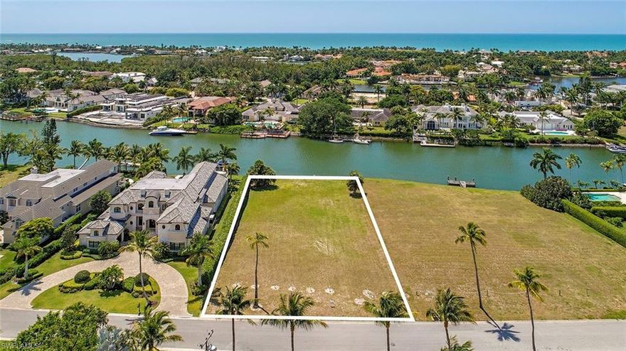 L.2235 - An opportunity to buy in the prestigious Port Royal neighborhood on deep navigable water and build your luxurious dream home, dock your sailboat, and enjoy sunny Southwest exposure on your pool. Plenty of room for a spacious home and yard! Recently improved rip-rap along shoreline; nearly 1/2 acre cleared lot, on the lovely palm tree lined Gin Lane amidst gorgeous mansions and mature tropical landscaping. Eligible for Port Royal Club Primary Membership.