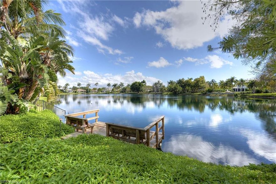 Southern facing lakefront pool home on a quiet street within a 5 minute walk to the Gulf of Mexico. Opportunities such as this are very rare.
The home was remodeled and exemplifies casual lakefront coastal living. 3 bedrooms and 2 baths with separate living and family rooms for enjoying the lakefront views. The kitchen may have one of the best views in Naples. A bar area completes the casual indoor living areas. The outside covered lanai overlooks the pool and spectacular lake view. This is a very special piece of Naples that must be seen to fully appreciate.