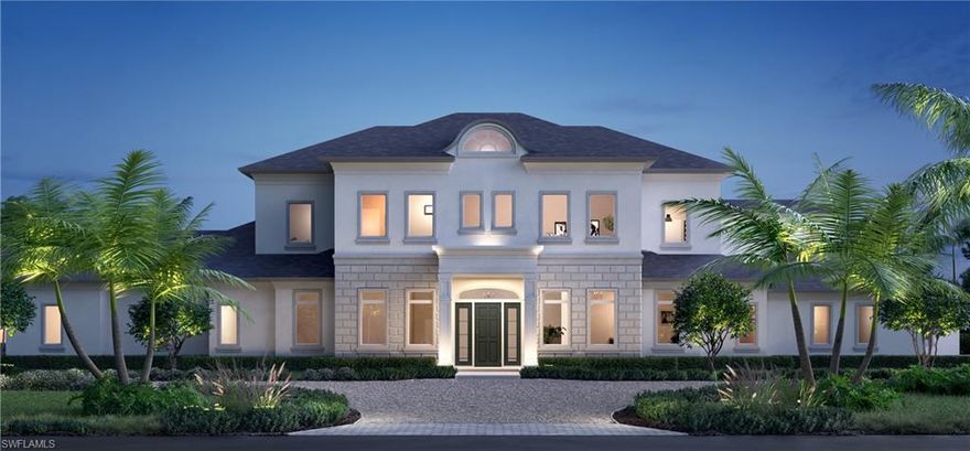 This Pine Ridge Estates home reflects an exquisitely timeless classic design while incorporating an open floor plan reflecting today's lifestyle preferences. Situated on a spacious 1.72-acre corner lot, the design focuses on quality craftsmanship with an array of natural stone and wood elements. Constructed using energy-efficient materials, impact glass, whole house generator and smart home automation for the discerning buyer. Numerous windows cascade natural light into the large open spaces. The grand lounge features soaring 26' ceilings and enhanced by a linear fireplace with loft above. Desirable main floor Master Suite. Dual staircases plus an elevator ascend to the second level with 3-bedrooms, media room and loft with terraces overlooking the pool. The customized kitchen features Subzero appliances, wine cellar, butler’s pantry and a Quartzite center island. The interior transitions seamlessly to the casual, outdoor living areas. Room for entertaining large events in a tropical setting with a full outdoor kitchen, automated screens, resort-style pool & spa, dramatic fire features and cabana. Five bay garages for the auto enthusiast. Near beaches, Merecato and Waterside Shops.