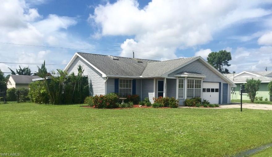 Come and see your new home, move in ready! 3 bed 2 bath single family home with attached garage and fenced in back yard. New flooring, new water heater, vaulted ceilings and sky lights that flood the home with natural lighting. Eat in kitchen with large bay windows and open floor plan. Convenient to Gulf cost town center, FGCU , SWFL international airport. Three Oaks Middle School and park just around the corner.