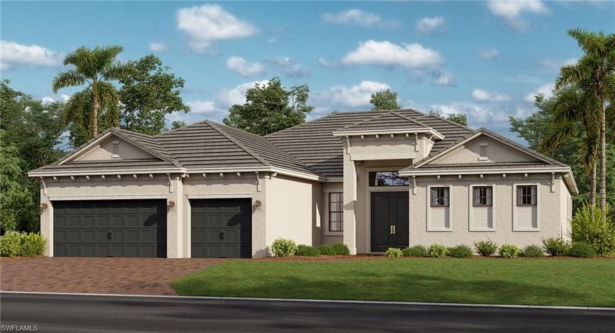 The three bedroom, three bathroom Sunset estate home delivers an airy, open floor plan ideal for entertaining. Enter through a formal foyer into an expansive great room with glass sliders leading to the spacious lanai.  The kitchen with large island is every cook’s dream and marries the living space and formal dining room. This split-plan features an owner's suite retreat with two walk-in closets, dual sinks, standing shower and private entry to the lanai with heated pool & spa. On the other end of the home, an additional two bedrooms each boast their own full bath and ample storage. The home is complete with a cozy den, ideal for the home office or library. At 2,650-square-feet, The Sunset is the perfect place to grow your family.  Come see all the possibilities here at peaceful Remington Oaks. Rendering, pictures and virtual tour are of model and are used for display purposes only. The estimated completion is mid-October 2021.