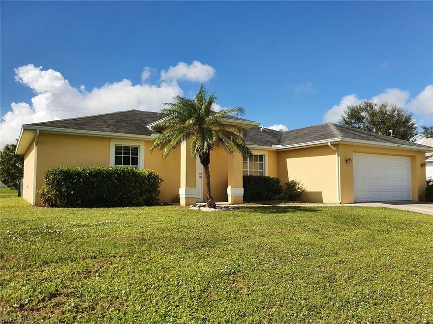 Nice and charming home in quiet neighborhood of NW Cape Coral. This single family home has 3 bedrooms, 2 bathrooms, 2 car garage and is located in NW Cape Coral off Diplomat Pkwy and Chiquita Blvd. Home features a screened in lanai with west exposure and partially fenced backyard. Nice and open layout with cathedral ceiling in living/ dining area. Tiles throughout. Room for pool. New AC in 2019. Minutes by car to schools, shopping plazas, parks and easy access to main roads.