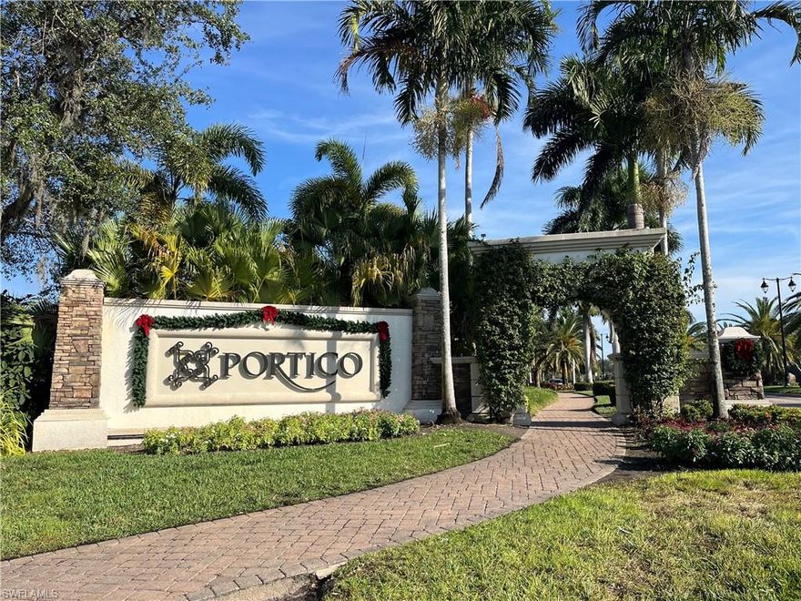 Stunning Brand-New Waterview Home in Portico – Ready for You Now! Discover this never-occupied, brand-new construction 4-bedroom, 3-bathroom home in the desirable gated Portico community in Fort Myers, Florida. Completed in late 2025 and available immediately, this 2,032 sq ft single-story residence combines modern elegance, thoughtful design, and breathtaking lake views for the ultimate Florida lifestyle. Key Features: Open-Concept Living: Bright and airy floor plan with tile flooring throughout for easy maintenance and durability. Gourmet Kitchen: Upgraded granite countertops, sleek white cabinetry, a massive central island, stainless steel appliances, abundant storage, and a spacious walk-in pantry – perfect for entertaining or everyday meals. Luxurious Owner's Suite: Private retreat with a walk-in closet, serene lake views, and a spa-like en-suite bathroom featuring dual vanities and a large walk-in shower. Smart Split-Bedroom Layout: The fourth bedroom serves as a private guest suite with its own full bath – ideal for visitors, in-laws, or multigenerational living. Bedrooms 2nd and 3rd share a convenient third bathroom, perfect for family, kids, or a home office. Outdoor Oasis: Enjoy peaceful lake and nature preserve views from your covered, screened lanai. One of the community's premier waterview lots, offering tranquility and natural beauty right in your backyard. Resort-Style Community Amenities at Portico: Live the dream with access to fantastic facilities, including: Resort-style swimming pool, State-of-the-art fitness center and clubhouse, Tennis, pickleball, and basketball courts, Playground and picnic/BBQ areas, Walking trails surrounded by lakes and preserves.