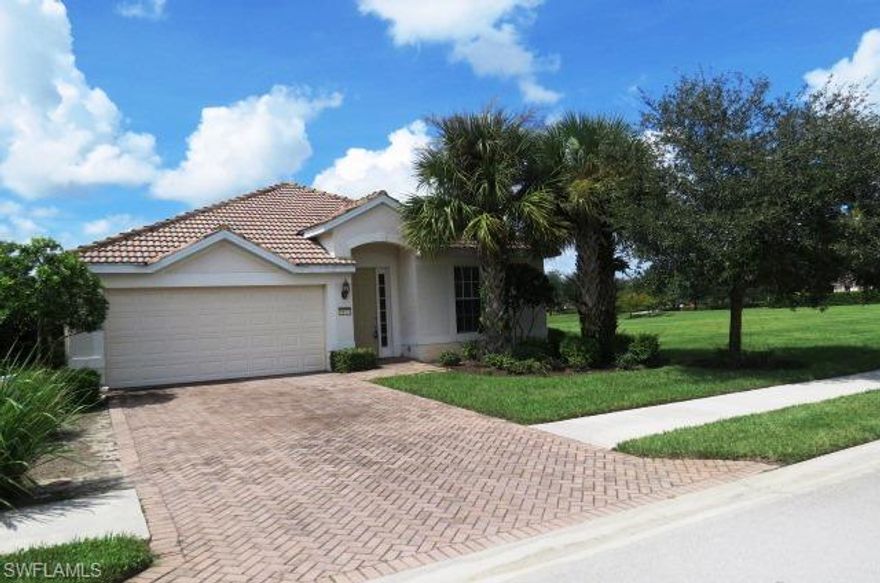 Orange Blossom Ranch located just 8 miles from Ave Maria University. This 4 bedroom 2 bath home overlooks a large lake and features a spacious backyard with a heated pool and spa. A bright, open, great room floor plan with a formal dining room and breakfast room area and vaulted ceilings. The community has many amenities including Basketball, BBQ - Picnic, Community Pool, Tennis Court, Volleyball Built-In Cabinets, Cable Prewire, Cathedral Ceiling, Foyer, Pull Down Stairs, Volume Ceiling. This home is a must see and is in move in ready condition  and includes furniture.