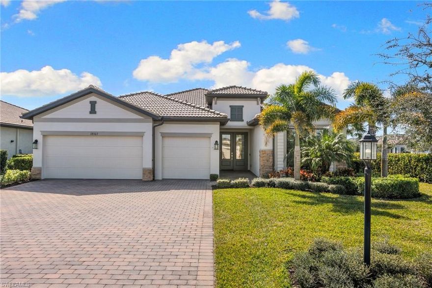 One or more photo(s) has been virtually staged, AI generated or rendered.  Welcome to one of Estero’s most sought-after communities—Verdana Village—where modern design meets resort-style living. Situated on a premium corner lot with room for a pool this Lennar SUMMERVILLE model offers a rare combination of space, light, and effortless flow. Featuring 3 bedrooms + den, 3 full bathrooms, and over 2,400 sq ft of single-story living, this layout is one of Lennar’s most popular for a reason. From the moment you walk through the entry, you’re greeted by soaring ceilings, clean architectural lines, and an open-concept design that naturally pulls you into the heart of the home. The expansive great room seamlessly connects to the kitchen and dining space—perfectly designed for entertaining or everyday living. The split-bedroom floor plan provides privacy and functionality, featuring a spacious owner’s suite, a secondary suite ideal for guests, and a versatile den perfect for a home office or flex space. Step outside to your covered lanai overlooking an oversized yard, offering endless potential to create your dream outdoor oasis—pool, summer kitchen, or simply wide-open green space to enjoy Florida living. Additional highlights include: *3-car garage for storage, toys, or golf cart life * Modern finishes and neutral palette ready for personalization * Light-filled interiors with a fresh, clean aesthetic * Thoughtfully designed single-story layout for easy living Located in Verdana Village, residents enjoy a lifestyle that feels like a permanent vacation—featuring resort-style pools, dining, fitness, and even indoor pickleball and tennis courts, all just minutes from I-75, FGCU, Miromar Outlets, and Southwest Florida’s best beaches!