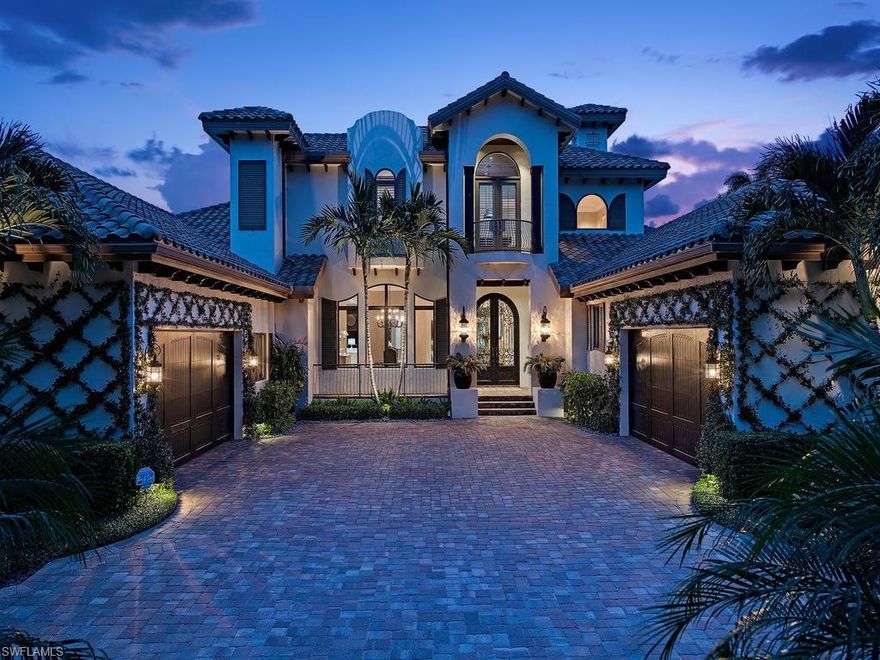 H.15994 - On a beautiful, quiet, mahogany lined street in the Moorings sits this lovely home built in 2014 by Randall Mitchell of Kurtz Homes. With 6,107 S/F LA, an open floor plan boasts understated elegance w/upscale finishes & thoughtful conveniences for easy Florida living. Wood & travertine flooring, 2 gas fireplaces, 2 wet-bars, huge wine cellar, a dehumidification system, Crestron Home Automation, walk-in commercial refrigerator, luxurious master suite features two walk-in closets. A four car garage for the auto enthusiast, anti-mosquito system for outdoor entertaining comfort, a generator & much more! The gourmet kitchen features granite counter-tops, top-of-the-line appliances, double wall ovens, 6-burner gas cooktop, center island & walk-in pantry. Upstairs, the ultimate gathering place for game day/cards/billiards. Tongue and groove Cypress ceiling, upper level laundry & 2 en-suite guest rooms. Lanai is an entertainer’s dream with built-in summer kitchen, gas fireplace, resort-like pool/spa enveloped by lush landscaping. Just minutes to Moorings Private Beach Park, Venetian Village & right between fabulous 5th Ave shopping to the south & Waterside shops to the north.