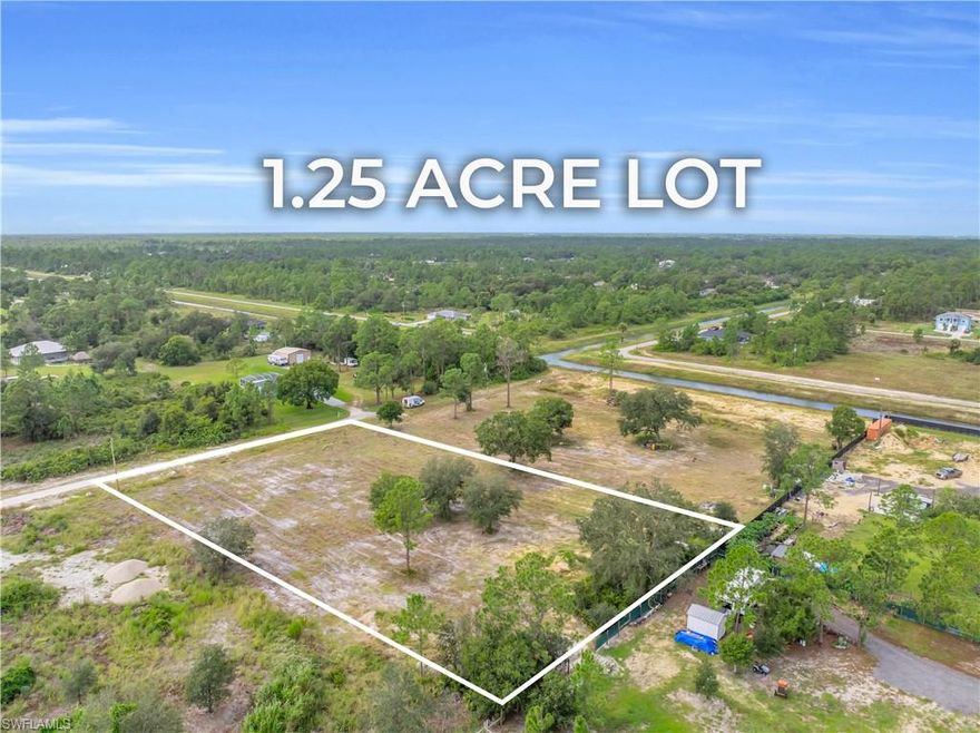 Welcome to your opportunity to own 1.25 acres of freedom in beautiful Southwest Florida. This spacious vacant lot offers endless possibilities — build your dream single-family home, create your own private retreat, or design the perfect setup for your lifestyle. Zoned for residential use, this property allows horses, farm animals, and even parking for semi-trucks, giving you the flexibility that few neighborhoods offer. With plenty of room for a pool, workshop, barn, or garden, you can truly make this land your own. Enjoy the peace and privacy of country living while still being just a short drive to local shops, schools, and restaurants. Whether you’re looking to build now or invest for the future, this property delivers space, versatility, and potential all in one. Don’t miss the chance to own a piece of Florida living where the possibilities are as open as the land itself.