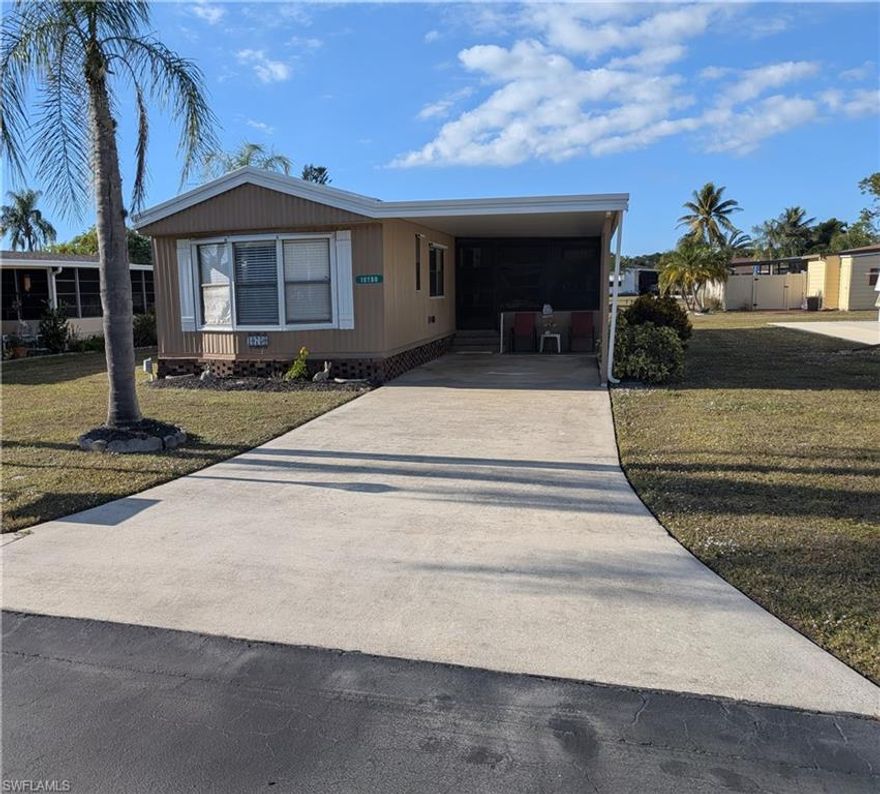 This cute 2/1.5 mobile home is situated in a quiet but active community of only 118 homes situated in the heart of Bonita Springs. Walk or ride a bike to all the fun and cultural things to do in this quaint Historic City. With low HOA fees and the tax advantages of a Co-OP (for full time residents) this is the place to be. Newer windows and 
the roof comes with a lifetime warranty. There is some furniture, small kitchen appliances as well. Newer Stove and Refrigerator in kitchen are included and some staging items that are not. Come join the fun. An enclosed lanai of ca. 165 sq ft and 110 sq ft utility/workshop gives you a total of ca. 952 sq ft of Florida living. Get a yearly digital beach pass for $60.00 (for residents) and head to our beautiful beaches just 4 MILES AWAY. 
 Home is being sold AS IS with right to inspect. 
All information and measurements deemed reliable but should be verified by buyer.
There is a gated storage area for RV'S and Motorcycles (motorcycles can only be driven to and from storage area to entrance) for a monthly fee.