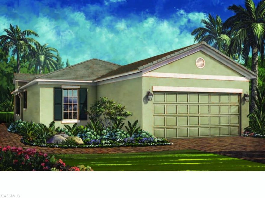 The Queen Palm, from the Two Palms Collection, is a beautiful home with 1,686 sq. ft. of living area designed with two bedrooms, two baths and a two-car garage. The master bedroom extends off a spacious great room that overlooks a covered lanai. The den creates a perfect space for an office or hobby room, or could be converted into a third bedroom.  Move in Ready.