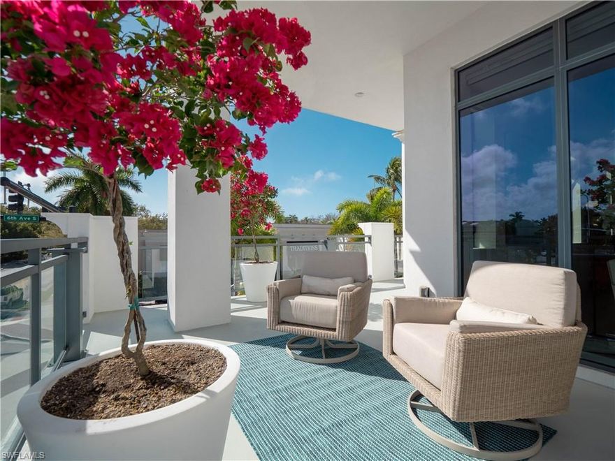 C9038 The Heart of Downtown Naples! This well designed, sweeping floor plan presents luxury living including 3 bedrooms each with ensuite bathrooms and lives like a Penthouse. The smartly designed kitchen opens to both the dining & great room allowing for the full view of the home while serving as the central hub of activity. Features include imported Legno Bastone hardwood flooring, luxurious quality fixtures and beautiful finishes. The expansive wraparound balcony bathed in sunlight throughout the day offers an outdoors oasis.  Entertain family & friends on the private roof top encompassing 60 ft infinity edge pool & spacious spa, with sun decks to enjoy watching the beautiful Naples sunset and simply relaxant time of day. A perfect retreat in downtown Naples, steps from the exclusive shopping & dining of 5th Ave. South, a short distance from 3rd Street South, Beaches & the Design District with the upcoming Playhouse. Tennis fans - Cambier Park is just around the corner! A sought after location offering the addition of two underground parking spaces and large storage lockers for abundant storage.