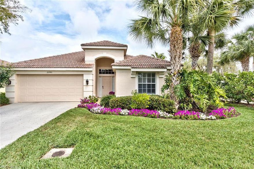 New reduced price; all furniture included & Buyers credit of $5,000 at closing with acceptable offer. This fantastic pool/spa home is located at the end of the cul­de­sac on premium lot. Owners will love the extended lanai, outdoor wet bar, under cabinet lighting, upgraded tile flooring around the pool & in the front entryway as well as the spectacular lake & golf course view. This home is perfect for entertaining guests or just relaxing any time of the day. Enter the home through the lovely foyer with decorative wood accents. This tastefully furnished home offers 2 bed, plus den, 2 baths and an open great room floor plan with large living & dining room w/ volume ceilings. Master bath offers dual sinks, separate tub & walk in shower that opens to the lanai. Other features include a light & bright breakfast room, breakfast bar, and tile throughout the main living areas. The pool is equipped with AquaLink for the Pool/Spa. Two car garage with keyless entry. The Brooks is close to the beautiful Gulf beaches and provides unlimited golf on a fabulous championship course. Opportunity to join the Brooks Common Club's private restaurant, full fitness center and or beach club are available.