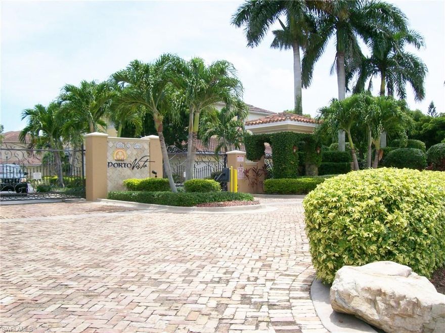 MOVE-IN READY!! This 2 bedrooms, 2 bath condo with private one car garage is located in walking distance to Cape Harbour, Publix shopping center, restaurants, and a short distance to medical facilities and the center of downtown Cape Coral. One of the larger units in the gated community of Porto Vista this unit is located on the 3rd floor with an elevator and secure lobby with only 4 units to each floor.  Enjoy living in a central location within a quiet neighborhood. The condo has an updated kitchen, newer appliances including washer/dryer, tankless water heater, granite counters, walk in closets, tiled walk-in shower in master bath, screened in lanai with accordion shutters and storage closet and an oversized great room. The clubhouse offers a large area for community gatherings and an exercise gym, heated pool and large patio. All of the comforts of easy Florida living. Make an appointment to see for yourself. Additional pictures to follow.