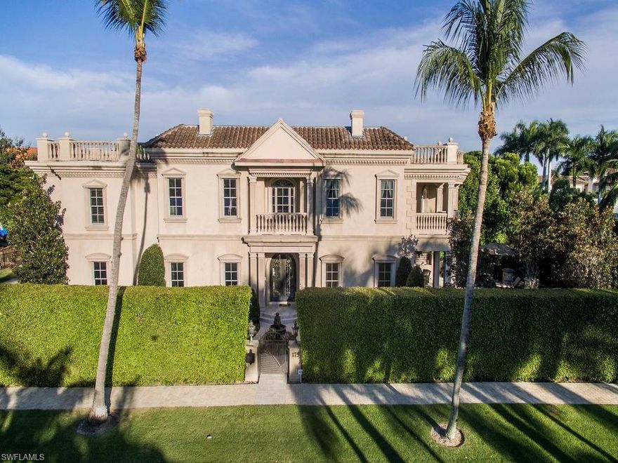 H.11302 - Enjoy European inspired architecture with upscale finish in this 4-bedroom + den home conveniently located three blocks to the beach and within walking distance to the world class shopping and dining on 5th Ave and 3rd St.  As you enter you will see the great attention to detail in the beautiful marble flooring, custom millwork and intricate iron staircase design.  Gourmet kitchen boasts marble countertops and island, custom English cabinetry and top-of-the line appliances including Viking gas range.  Large master suite features gorgeous master bath, his and her walk-in closets and large walk-out balcony for those magical sunsets.  The Southern exposure fenced lanai is private and is great for entertaining with the pool/spa, firepit and outdoor kitchen area.