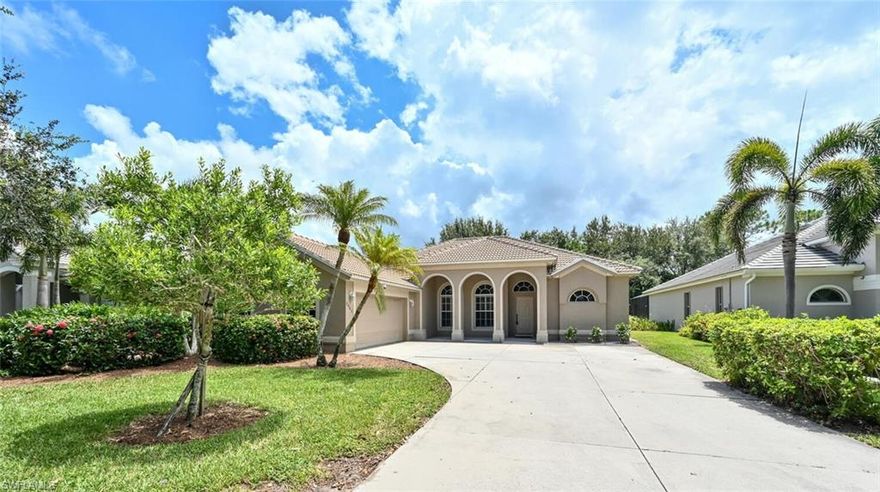 Welcome to prestigious, sought after Autumn Woods! Nestled on an expansive ¼ acre lot, the Areca model beckons with its 4 bedrooms, 3 baths & 2-car garage. Prepare to be charmed by the split bedroom layout, the spacious & airy open floor plan, and the grandeur of vaulted ceilings. This home has a newer roof done in 2019, repainted the interior, new vinyl flooring and new stainless steel appliances.  Autumn Woods is more than a neighborhood; it’s a lifestyle with swaying palm trees & towering pines, surrounded by serene lakes that reflect the tranquility of this community. As a resident, you'll relish in the abundant shared amenities, from the inviting heated pool & spa to the fitness facility, the playground & basketball & tennis courts. It's not just about the home; it's about the location. The Oak Hollow Mahogany Run section places you within arm's reach of top-rated Collier County schools, places of worship, the sun-soaked beaches of Naples, and upscale shopping that will satisfy even the most discerning tastes.