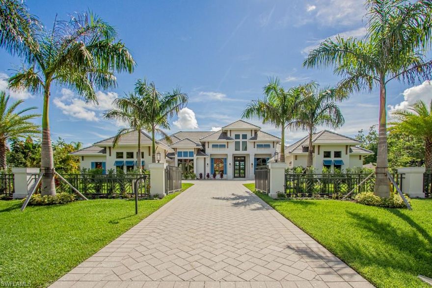 Welcome to Pine Ridge Estates, a hidden gem in the heart of Naples.  From the moment you pull through the gates you will be surrounded in lush landscaping leading into the calming, coastal vibe of this open floor plan luxury estate.  Recently completed, you will be able to entertain with ease with top of the line Wolf and Subzero appliances and seamlessly transition outdoors through zero corner sliders to the generous exterior living area.  Here you will be able to enjoy days by the pool or a fire in the evenings around the fire pit.  Each of the spacious three bedrooms have their own en-suite bathrooms and walk-in closets.  The Master Suite features a morning bar, vaulted ceilings, & a sitting room.  The Master Bath has a freestanding soaking tub, two shower heads & large bench, lastly there is also an attached outdoor spa-like shower area.  A stunning fireplace in the living room, wine tower,  and beam details throughout are just a few more of the features that make this home special all while being situated minutes from beautiful white sand beaches, shopping and dining at Waterside and Mercato and a quick drive to everything that 5th Avenue has to offer.