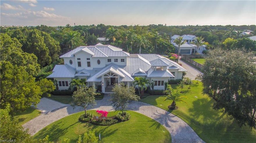 Situated in the heart of Olde Naples, just 4 & 1/2 Blocks to the Beach, this sprawling NEW southern exposure single family home offers five bedroom, Study, Fitness Room,  six full and one half baths, is sure to impress with approximately 4,395  sq. ft. under air and a beautifully serene outdoor area including an outdoor kitchen, a gorgeous pool and spa with serene water features. This expansive plan affords plentiful areas to entertain with 3,575 sq.ft. on the first floor including a private master suite, study, oversized great room, Butler’s pantry, formal dining room, and one bedroom guest quarters with separate private access.The second floor includes 3 bedrooms with ensuite bathrooms a flexible loft space and balcony overlooking the pool. A four-car garage, gourmet kitchen and designer finishes throughout the property are among the many upgrades. House features:solid built concrete block throughout;Wolf and Sub Zero Appliances;hardwood oak floors;Carrera marble bathrooms and countertops;custom built cabinets;High impact windows;Sonos surround sound;Lutron lighting system;3 laundry room;ample storage.