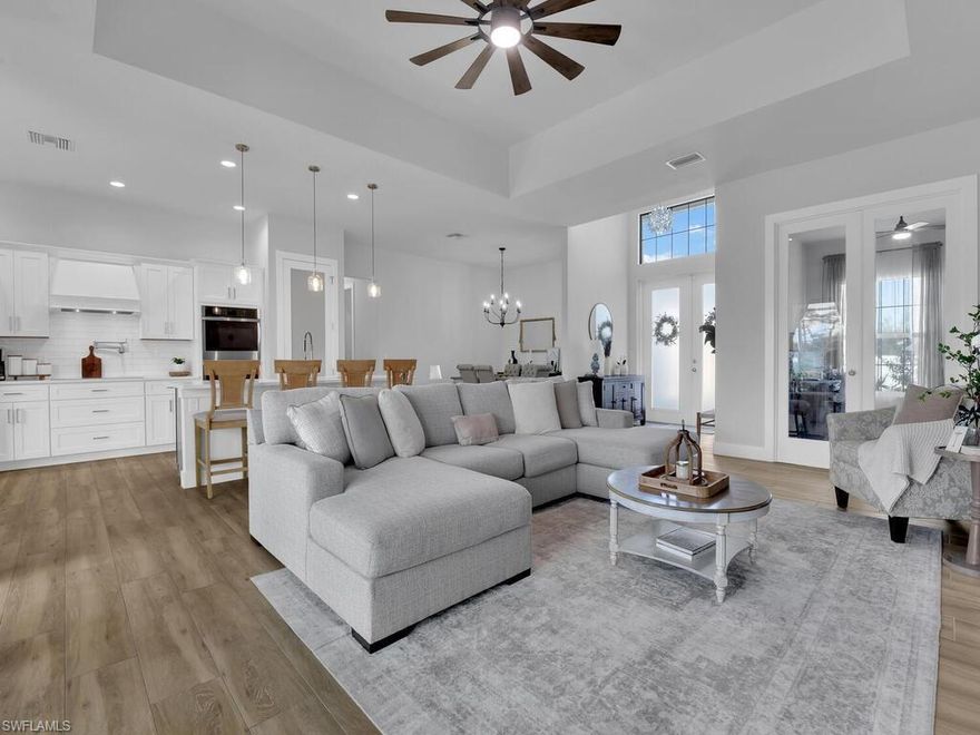 Welcome to refined luxury resort-style living in this exceptional custom-built estate, crafted by one of Southwest Florida’s premier builders. Designed to impress yet thoughtfully curated for everyday comfort, this stunning residence is a true showpiece—one you’ll be proud to call home and share with family and friends.

Perfectly positioned on a Gulf-access canal, the home features 4 generously sized bedrooms, a spacious den/study easily adaptable as a 5th bedroom, and 3 full bathrooms. The expansive living areas are highlighted by impact-resistant 90-degree zero-corner sliding pocket doors, seamlessly blending indoor and outdoor living.

Enjoy the ultimate Florida lifestyle with a saltwater heated pool and spa, creating a private oasis ideal for entertaining or relaxing in style. Additional highlights include a large 3-car garage and high-end finishes throughout, reflecting quality craftsmanship at every turn.

Located outside of a flood zone, this home offers significant savings on insurance, is connected to city water and sewer, and is just minutes from the Pine Island Road corridor, with its array of shopping, dining, schools, and everyday conveniences.

This is coastal living at its finest—where elegance meets ease, and every day feels like a private retreat. Welcome home to a place where lasting memories are made.