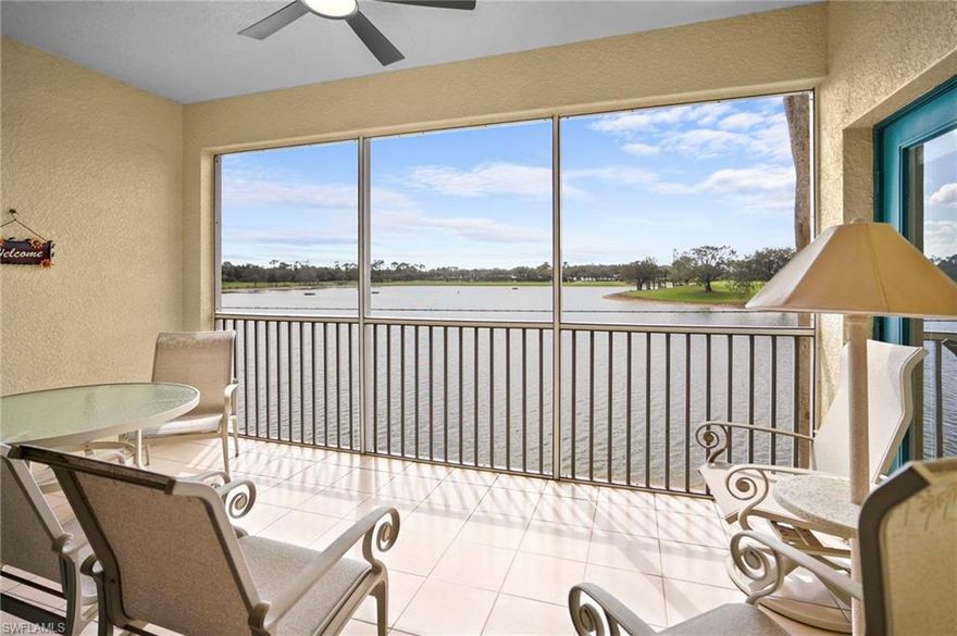 Welcome to easy Florida living in the highly desirable 55+ community of Pelican Preserve! This beautifully maintained 2-bedroom, 2-bathroom waterfront condo is turnkey! just bring your flip flops and start enjoying the SW Florida lifestyle. The bright and open floor plan features comfortable living and dining spaces that flow effortlessly to a private screened balcony overlooking serene water views, perfect for morning coffee or relaxing evenings. The kitchen is well-equipped and ideal for everyday living or entertaining guests. Recent upgrades provide peace of mind, including a brand new A/C system and new water heater. This condo also includes covered parking and convenient access to all the amenities Pelican Preserve is known for. Whether you're looking for a seasonal getaway or a full-time residence, this home is ready for its new owner to move in and enjoy the vibrant resort-style lifestyle. Pelican Preserve offers exceptional amenities, activities, and beautiful natural surroundings all just minutes from shopping, dining, and Southwest Florida’s stunning beaches. Don’t miss this opportunity to own a waterfront condo in one of Fort Myers’ premier active adult communities!