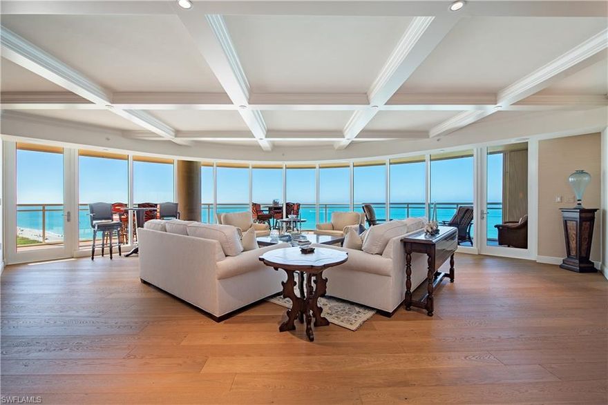 Gorgeous 3 bedroom and 3.5 bathroom condominium in the coveted full-service building, Moraya Bay. A unique beachfront residence steps from the beach and Gulf of Mexico. The elevator opens directly into a private foyer and dramatic hall leading to the expansive living room. Floor-to-ceiling windows span across the open floorplan, leading out to the expansive lanai with south and west facing views. Perfect for watching the stunning Naples Sunsets. It is carefully detailed with exceptional finishes and custom millwork. Built-in Bar is great for entertaining with a backlit onyx countertop. The fabulous gourmet kitchen features professional appliances, abundant cabinetry, and a large butlers pantry that includes a 2nd dishwasher, wine cooler, and 2nd full-size refrigerator. The spacious master suite is complete with dual water closets, vanities, and an oversized walk-in closet. Moraya Bay is a full-service building amenities that include state-of-the-art fitness, concierge, 24 hour security, and the option to join the onsite beach club with beach and poolside services. This fabulous condominium will take your breath away.