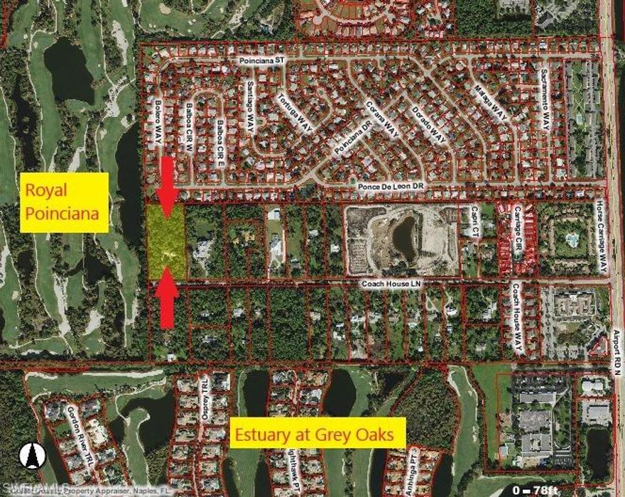 Rare opportunity to own one of the largest most unique residential parcels in the Heart of Naples.  This 4.77 acre residential lot is zoned Estates which allows for additional structures, horses, etc along with your new dream Estate Home right in the middle of town.  Take a drive down Coach House Lane and see one of Naples best kept secrets.