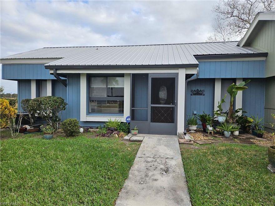 This 2 bed 2 bath house is in the HOA community The Villas at River Run. It is very open concept with a kitchen that has a refrigerator, range, and microwave for appliances. Stackable washer and dryer are there as well. There is a very nice sized screened lanai on the back of the house with access to it from both bedrooms and living room. There is a community pool. Owner will pay for the water and electric utilities. Grass is mowed as well.