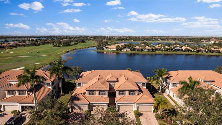 Full golf membership included! Enjoy gorgeous Lakeview sunsets every evening. This spacious coach home was recently renovated to open up the living room and kitchen, with all new appliances and countertops. Renovated guest bathroom as well. New A/C 2021, plantation shutters, added office area in living room corner. Heritage Bay features 27 holes of championship golf and a brand new resort-style pool & full service outdoor bar and restaurant that sets this community apart as the premier bundled golf destination in Naples. Along with the world-class clubhouse along and brand new Grille Room overlooking the 27th green, other amenities include 7 HAR-TRU tennis courts, a fitness center, full-time activities director and social calendar, pickleball, bocce & more! Special assessment for the amenities renovations was paid in FULL by owner.