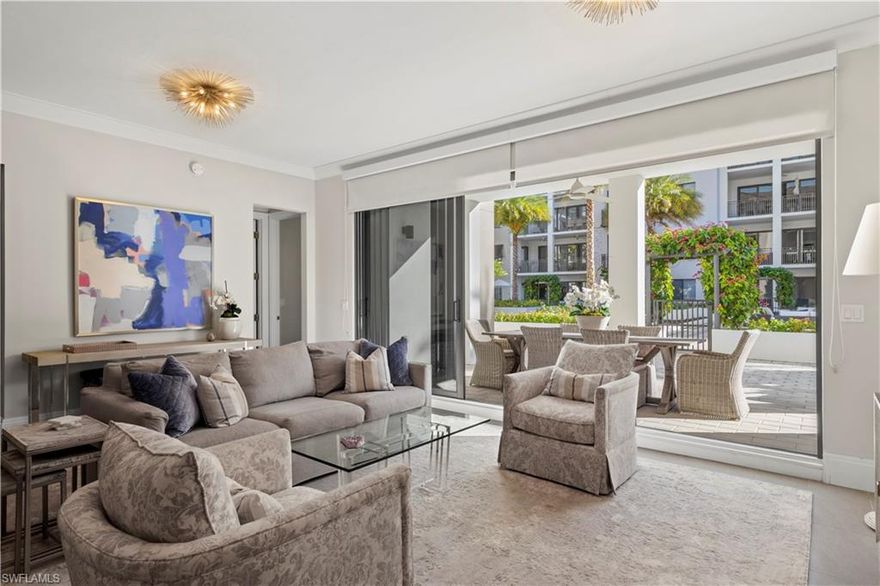 Located in the NEW Heart of Old Naples, this  2+ Bed 2 Bath "Ballard" amenities level condo has upgrades galore and is an entertainers' dream. Step out from your own MASSIVE private terrace (over 600 sq ft!)  and enjoy all the fabulous Naples Square Resort style amenities - Heated pool & spa, pavilion bar with gas grills, fire pit with lounge seating, fitness center and even a club room with billiards and large screen tv! Providing convenience with EASY ACCESS - without waiting on an elevator or climbing the stairs...This vibrant location is only blocks to Naples’ white sugary sand beaches and famed 5th Avenue. Pet Friendly too!