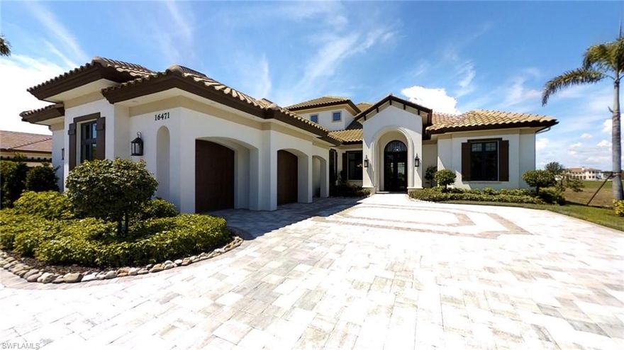 "Luxury Living at its Finest". Rare opportunity to own newly constructed 5100 sqft., 5 bedroom home with 6 full baths plus upstairs bonus room with custom built-in trundle beds. One of the best water & golf course views in sought-after Talis Park. Large circular drive for ample parking & ease. Light-filled Great Room with 16’foot ceilings. Custom features, furnishings, top quality craftsmanship. Tone-on-tone coastal elegance & soft clean lines. Modern wood-look porcelain tile & (2nd floor) wood floors. Designer features, gourmet kitchen, 2 center islands, state-of-the-art appliances, full-wall backsplash, breakfast nook. Nearly 2600 square feet of elegant outdoor living, infinity edge pool/spa, outdoor kitchen, bar island, floor-to-ceiling fireplace with built in TV.  Master bedroom retreat with 14’ ceilings, spectacular master bath, dual walk in shower, soaking tub. Custom built-ins and closet systems throughout.  Sophisticated study for “Him” and additional office area for "Her." Beautifully furnished with custom window treatments throughout.