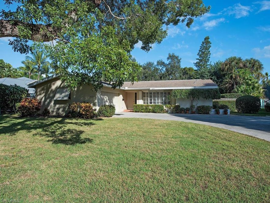 H.15761 - This is the quintessential Aqualane Shores cottage home two blocks to the beach and on prestigious Gordon Drive.  Cute, clean and charming, this 3 bedroom home is the perfect Naples escape. Typical 1960's vintage, beachy, casual home with Terrazzo flooring, sliders out to a lanai w/Saltilla tile and a 14 x 28 ft. pool that was added in 2017. Realistically, this is an exceptional land opportunity with 100' x 185' lot and the ADJACENT home and same sized lot is also for sale by the same owner so this could become a mega homesite or side by side vacation rentals! Only a short walk to the beach and minutes to famed 5th Ave. So. and 3rd Street dining and shopping.